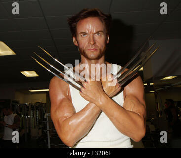 Hugh Jackman Wolverine de cire figure fonctionne de la transpiration ainsi que d'autres membres et formateurs de l'NY Sports Club comprend : Hugh Jackman sculpture cire cire Wolverine,sculpture Où : New York, NY, United States Quand : 14 mai 2013 Banque D'Images