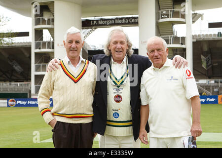 Match de cricket de bienfaisance Bunbury contre Mike Brearley XI du Lords Cricket Ground la collecte de fonds pour l'unité de psychothérapie de Camden. Avec : David English,Mike Brearley,Clive Radley Où : London, Royaume-Uni Quand : 25 mai 2013 Banque D'Images