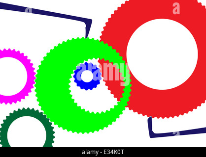 Un cartoon style jeu de pignons sur un fond blanc Banque D'Images