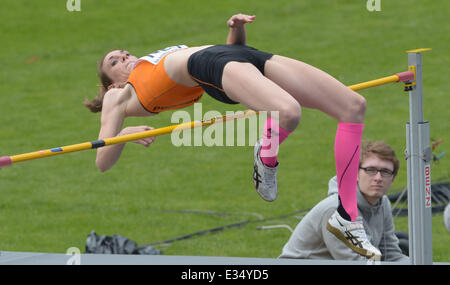 Braunschweig, Allemagne. 22 Juin, 2014. Dutch Sietske Noorman pendant le saut à l'Europe d'athlétisme Championnats d'équipe dans l'Eintracht Stadion à Braunschweig, Allemagne, 22 juin 2014. Photo : Peter Steffen/dpa/Alamy Live News Banque D'Images