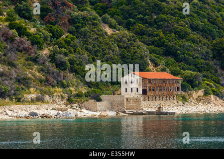 Nouveau monastère médiéval Thebais ruines port Sainte dans le Mont Athos en Grèce Banque D'Images