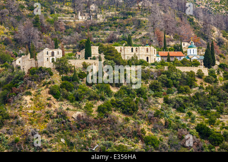 Nouveau Thebais ruines du monastère médiéval de Mont Athos en Grèce Banque D'Images