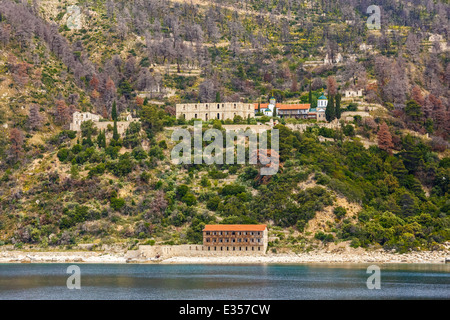 Nouveau Thebais ruines du monastère médiéval de Mont Athos en Grèce Banque D'Images