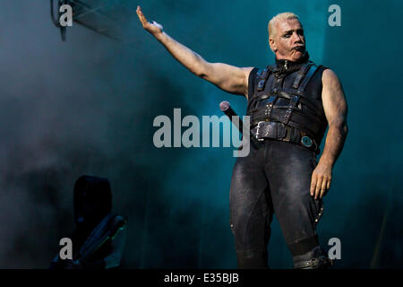 Rammstein en concert à Bravalla auteur mettant en vedette : Till Lindemann Où : Norrkoping, Suède Quand : 27 Juin 2013 Banque D'Images