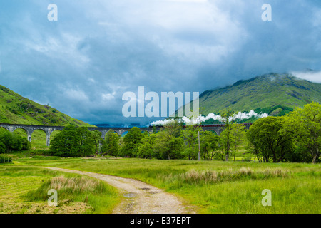 Le train à vapeur viaduc de Glenfinnan, connu de Harry Potter Banque D'Images