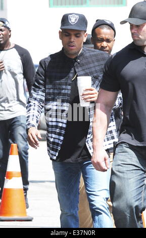 Chanteur Chris Brown le tournage de son dernier film 'Love Plus' à Hollywood avec : Chris Brown Où : Hollywood, CA, États-Unis Banque D'Images
