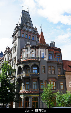 Historique Une synagogue juive à Prague, République tchèque. Banque D'Images