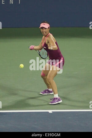 Joueur chinois Zheng Jie bat Venus Williams à l'US Open de Tennis de Flushing Meadows Park comprend : Zheng Jie Où : Flushing Meadows, New York, United States Quand : 29 août 2013 Banque D'Images