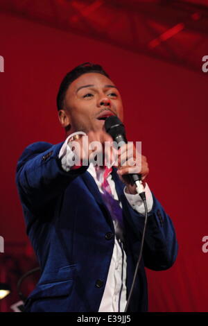 Cheryl Fergison et Marcus Collins effectuer avec l'Est du Midland à l'orchestre Sinfonia Viva Darley Park Concert, l'un des plus grands du Royaume-uni concerts classiques en plein air. Marcus Collins sera la vedette comme Jack et Cheryl Fergison sera la vedette comme Esprit des haricots à Derby vivre Noël 2013 la Pantomime, Jack et le haricot magique. Comprend : Marcus Collins Où : Derby, Royaume-Uni Quand : 01 août 2013 Banque D'Images