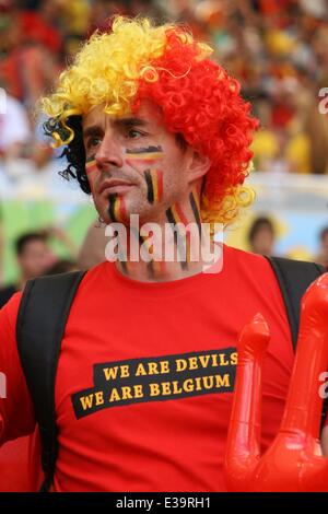 Rio de Janeiro, Brésil. 22 Juin, 2014. Du monde de la FIFA, Brésil 2014. Fan belge au Maracana, pour regarder le match entre la Belgique et la Russie. La Belgique a gagné 1-0, qualifiant ainsi pour le tour de 16. Rio de Janeiro, Brésil, 22 juin, 2014. Crédit : Maria Adelaide Silva/Alamy Live News Banque D'Images