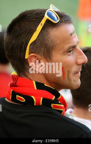 Rio de Janeiro, Brésil. 22 Juin, 2014. Du monde de la FIFA, Brésil 2014. Fan belge au Maracana, pour regarder le match entre la Belgique et la Russie. La Belgique a gagné 1-0, qualifiant ainsi pour le tour de 16. Rio de Janeiro, Brésil, 22 juin, 2014. Crédit : Maria Adelaide Silva/Alamy Live News Banque D'Images