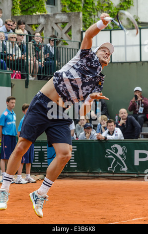 Paris, France - 30 mai 2014 : Tomas Berdych à l'Open de France, Roland Garros 2014 Banque D'Images