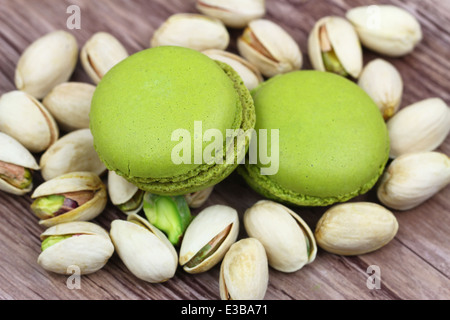 Macarons pistache pistaches sur Banque D'Images