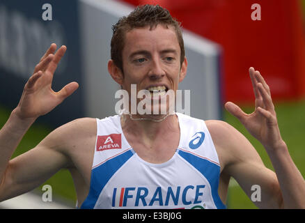 Braunschweig, Allemagne. 22 Juin, 2014. France's Yoann Kowal en action au cours de la 3000 m haies course à l'Europe d'athlétisme Championnats d'équipe dans l'Eintracht Stadion à Braunschweig, Allemagne, 22 juin 2014. Photo : Peter Steffen/dpa/Alamy Live News Banque D'Images