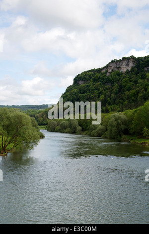 Paysage typique anglais Doubs près de Baume-les-Dames, Franche-Comté, Doubs, France Banque D'Images