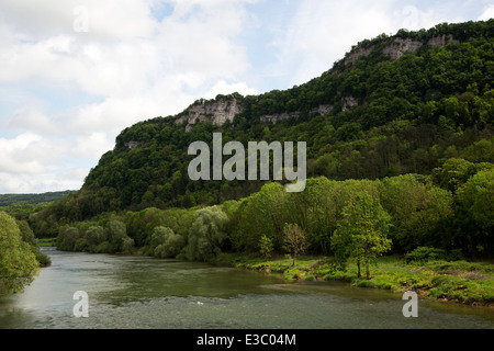 Paysage typique anglais Doubs près de Baume-les-Dames, Franche-Comté, Doubs, France Banque D'Images