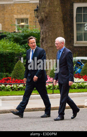 Londres, 23 juin 2014. Le premier ministre David Cameron se félicite le président de l'UE Herman Van Rompuy à Downing Street. Crédit : Paul Davey/Alamy Live News Banque D'Images