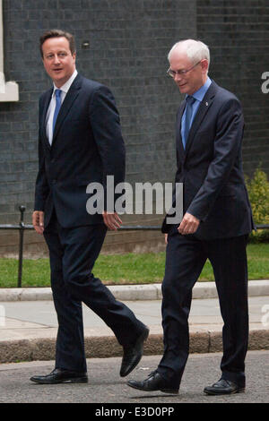 Londres, 23 juin 2014. Le premier ministre David Cameron se félicite le président de l'UE Herman Van Rompuy à Downing Street. Crédit : Paul Davey/Alamy Live News Banque D'Images