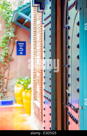 Les jardins Majorelle restauré avec soin par Yves Saint-Laurent à Marrakech, Maroc, Afrique du Nord. Banque D'Images