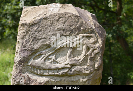 La sculpture en l'aire de jeu d'achillée Valley Country Park de Coppull, Lancashire, Royaume-Uni. Banque D'Images