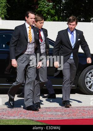 Le Luxembourg. 23 Juin, 2014. Le Prince Louis, Le Prince Félix et Prince Sebastian arrivent au Grand Théâtre Journée Nationale de Luxembourg à Luxembourg, le 23 juin 2014. Cérémonie dans le Grand Théâtre, à souiller l'avenue de la liberté et plus tard Te Deum à la Cathédrale Photo : Albert Ph. van der Werf/DPA/Alamy Live News Banque D'Images