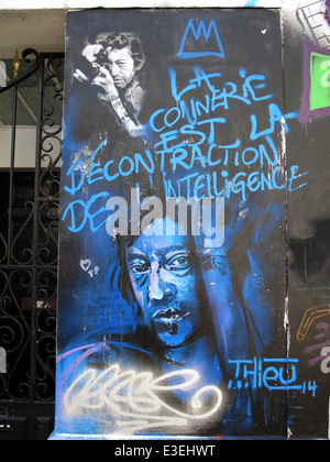 Graffiti sur le mur de la maison de Serge Gainsbourg, rue de Verneuil Paris,France,rive gauche Banque D'Images