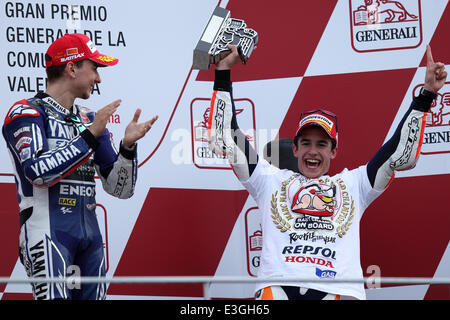 Marc MARQUEZ, l'Espagne, plus jeune Champion du monde de vitesse moto de tous les temps - 93, Marc MARQUEZ, Repsol-Honda : vélo, l'équipe Honda MotoGP MotoGP classe de Valence sur le circuit Tormo comprend : Marc MARQUEZ Où : Valence, Espagne Quand : 10 Nov 2013 Banque D'Images