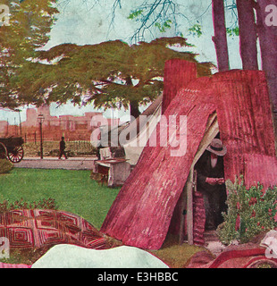 Dans le camp de réfugiés Snug Nuances de Columbia Park. San Francisco dans les flammes, Avril 1906 Banque D'Images