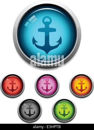 Sur le bouton Glossy Icon Set en 6 couleurs Illustration de Vecteur