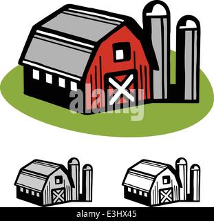 Grange de ferme et silo cartoon illustration design vector Illustration de Vecteur