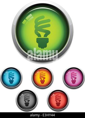 Bouton ampoule brillant Icon Set en 6 couleurs Illustration de Vecteur