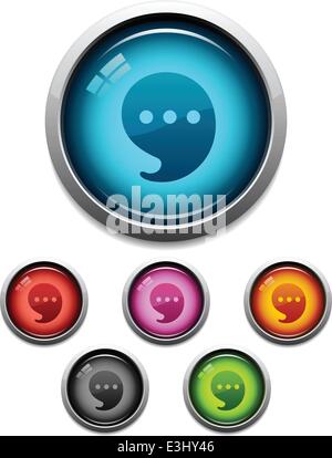 Bouton chat brillant Icon Set en 6 couleurs Illustration de Vecteur