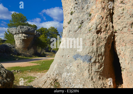 Ciudad Encantada, ville enchantée, formations rocheuses, Serrania de Cuenca, Cuenca province, Castille la Manche, Espagne. Banque D'Images