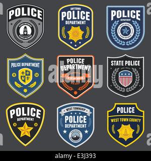 Ensemble de l'application des lois de police et les patchs badges Illustration de Vecteur