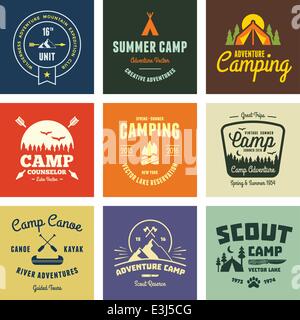 Ensemble de retro vintage graphiques et étiquettes camp Illustration de Vecteur