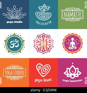 Set de yoga et de méditation et des symboles graphiques Illustration de Vecteur
