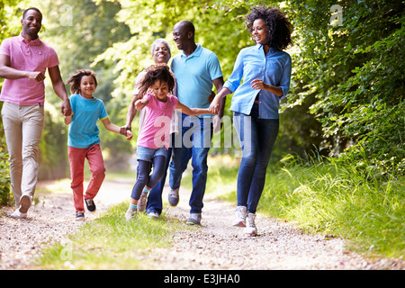 Multi Generation African American Family On Country Walk Banque D'Images