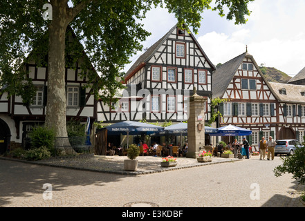 Dans l'architecture à colombages Erpel, Rhénanie-Palatinat, Allemagne Banque D'Images