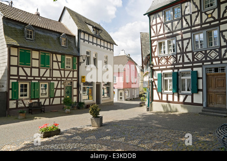 Dans l'architecture à colombages Erpel, Rhénanie-Palatinat, Allemagne Banque D'Images