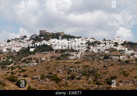 La Chora et saint Jean l'Évangéliste monastère à l'île de Patmos en Grèce Banque D'Images