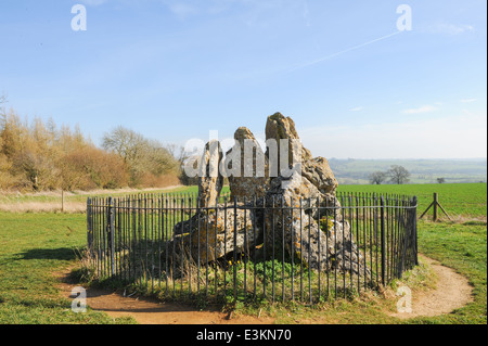 Le Rollright Stones près du village anglais de Long Compton dans les Cotswolds, Oxfordshire, England, UK Banque D'Images