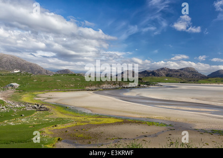 Marée basse à Uig Beach sur l'île de Lewis et Harris, Hébrides extérieures en Écosse Banque D'Images