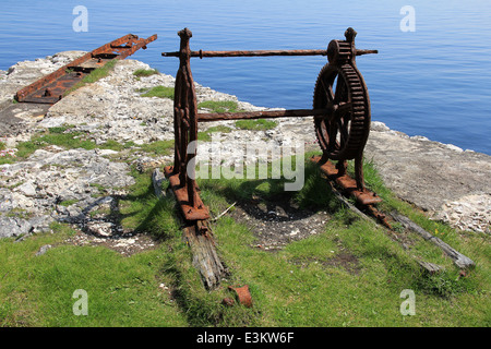 Situation spectaculaire à Kinbane Head sur la côte de Causeway en Irlande du Nord, juste à l'extérieur du château de Ballycastle Banque D'Images