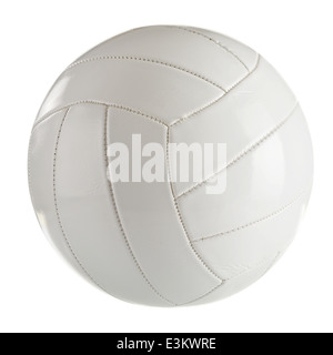 Volley-ball en cuir blanc isolé sur fond blanc Banque D'Images
