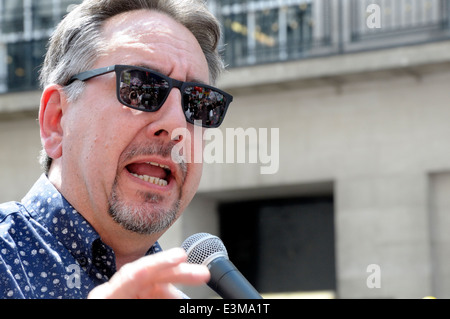 John Rees - activiste politique britannique, communicateur, écrivain et membre de coalition contre la guerre - Londres, 21 juin 2014 Banque D'Images