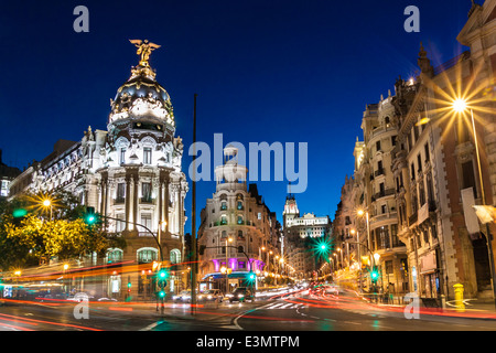 La Gran Via à Madrid, Espagne, Europe. Banque D'Images