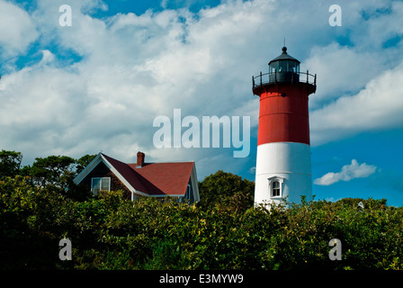 Nauset lighthouse est situé sur le Cape Cod National Seashore, a été préféré par les touristes. Banque D'Images