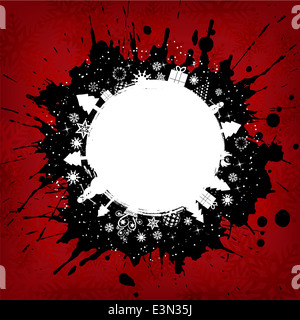 Grunge style design de Noël sur un fond flocon rouge Banque D'Images