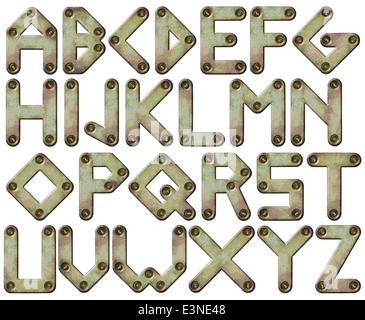 Lettres alphabet métal avec têtes de vis Banque D'Images