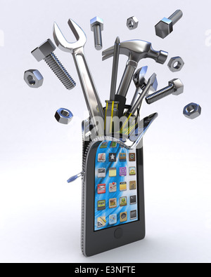 3D Render of a Mobile Phone Tools Banque D'Images